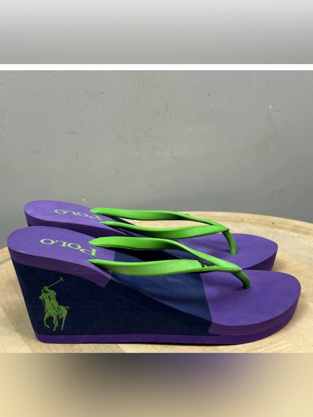 Polo wedge sandal slides